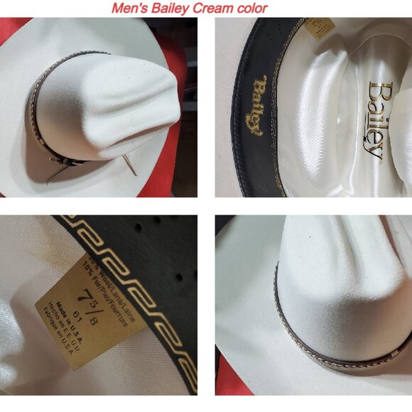 MEN;S BAILEY CREAM COLOR COWBOY HAT, SIZE 7 5/8, MAKE US AN OFFER! - Picture 1 of 5